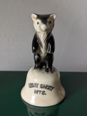Vintage Great Smoky Mountains Bear Hand Bell - Ceramic Figurine Souvenir